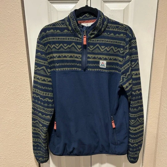 Passenger Men’s Set Off Polar 1/4 Zip Fleece in Mountain Geo Khaki , size M - Picture 8 of 13